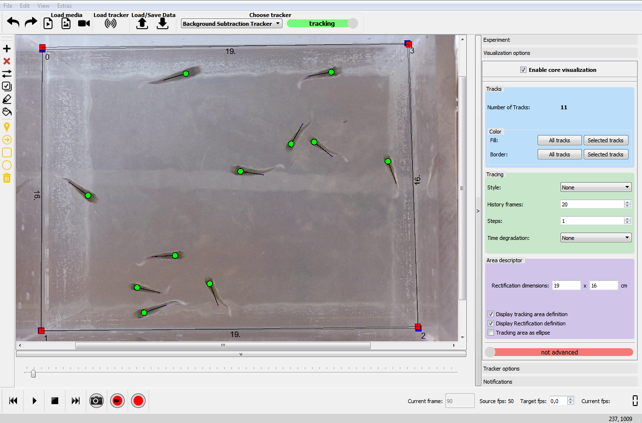 Bedienoberfläche der BioTracker-Software