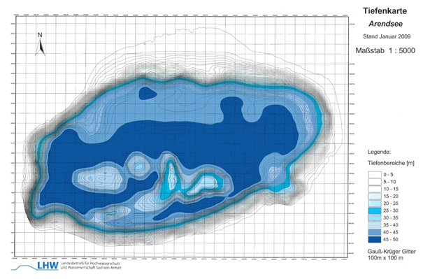 depth map of lake Arendsee